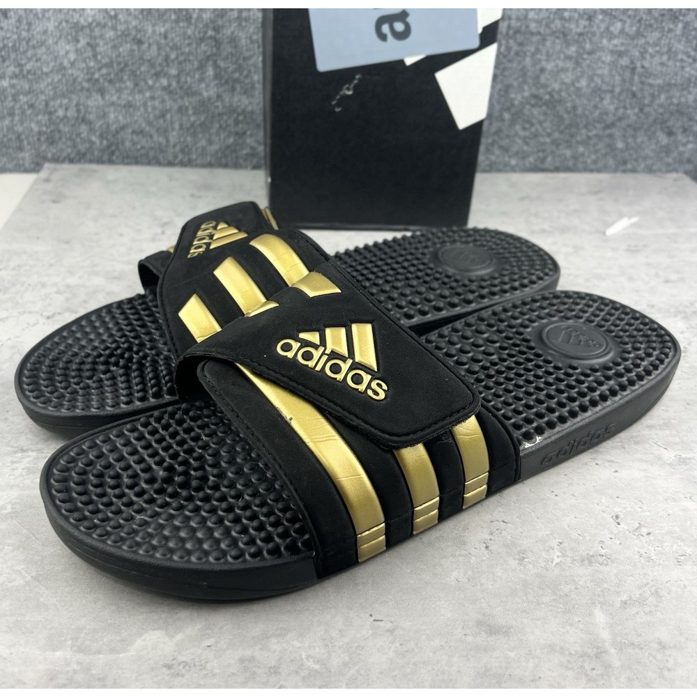 Adidas Adissage Post-Workout Massage Slides  Black /gold (EG6517) Sz 16 Men